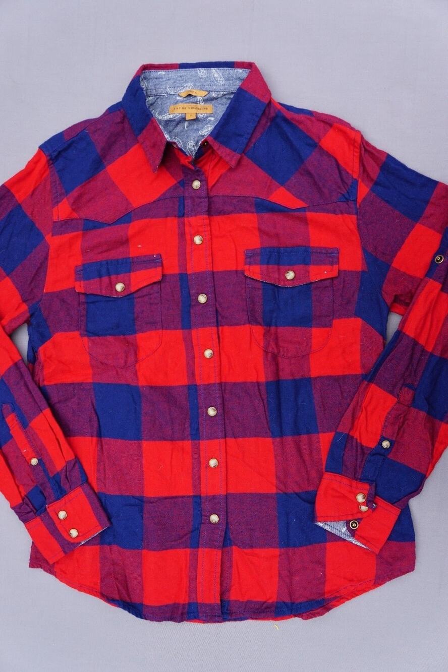 Jachs Girlfriend BEA Western Flannel Pearl Snap Shirt Woman's Size S